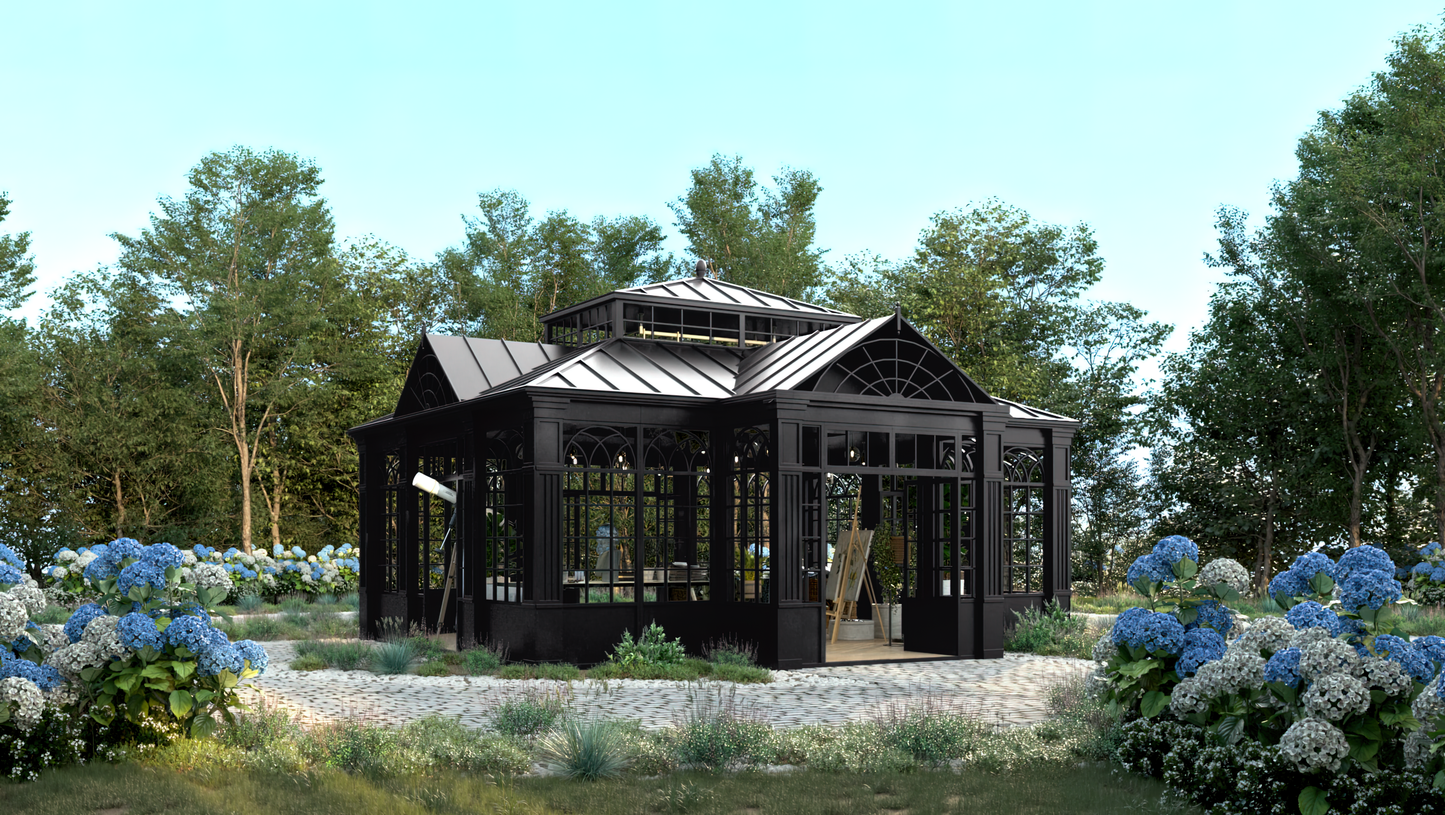 The Linwood - Jet Black Greenhouse